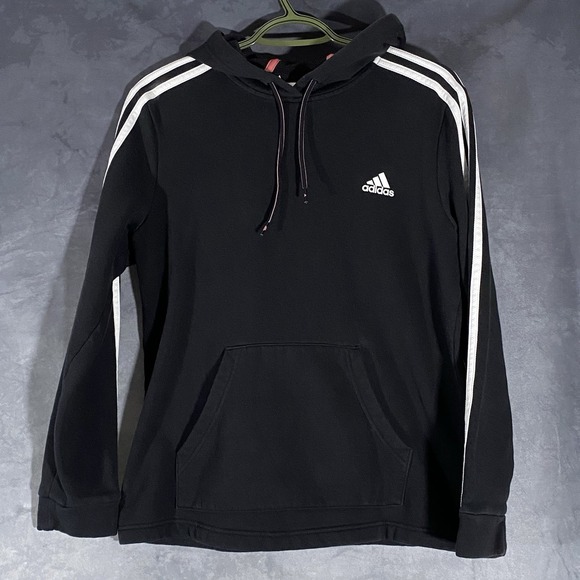 adidas Tops - Adidas Originals Women's Hoodie Black White 3 Stripe Trefoil Sweatshirt M